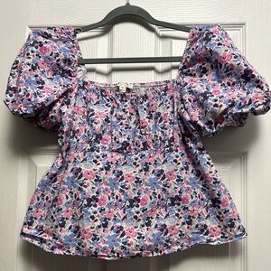 Boutique Floral Puff Sleeve Blouse, Women’s Size 4
